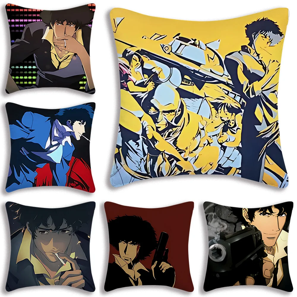 

Anime Cowboy Bebop Pillow Covers Cartoon Sofa Decorative Home Double-sided Printing Short Plush Cute Cushion Cover