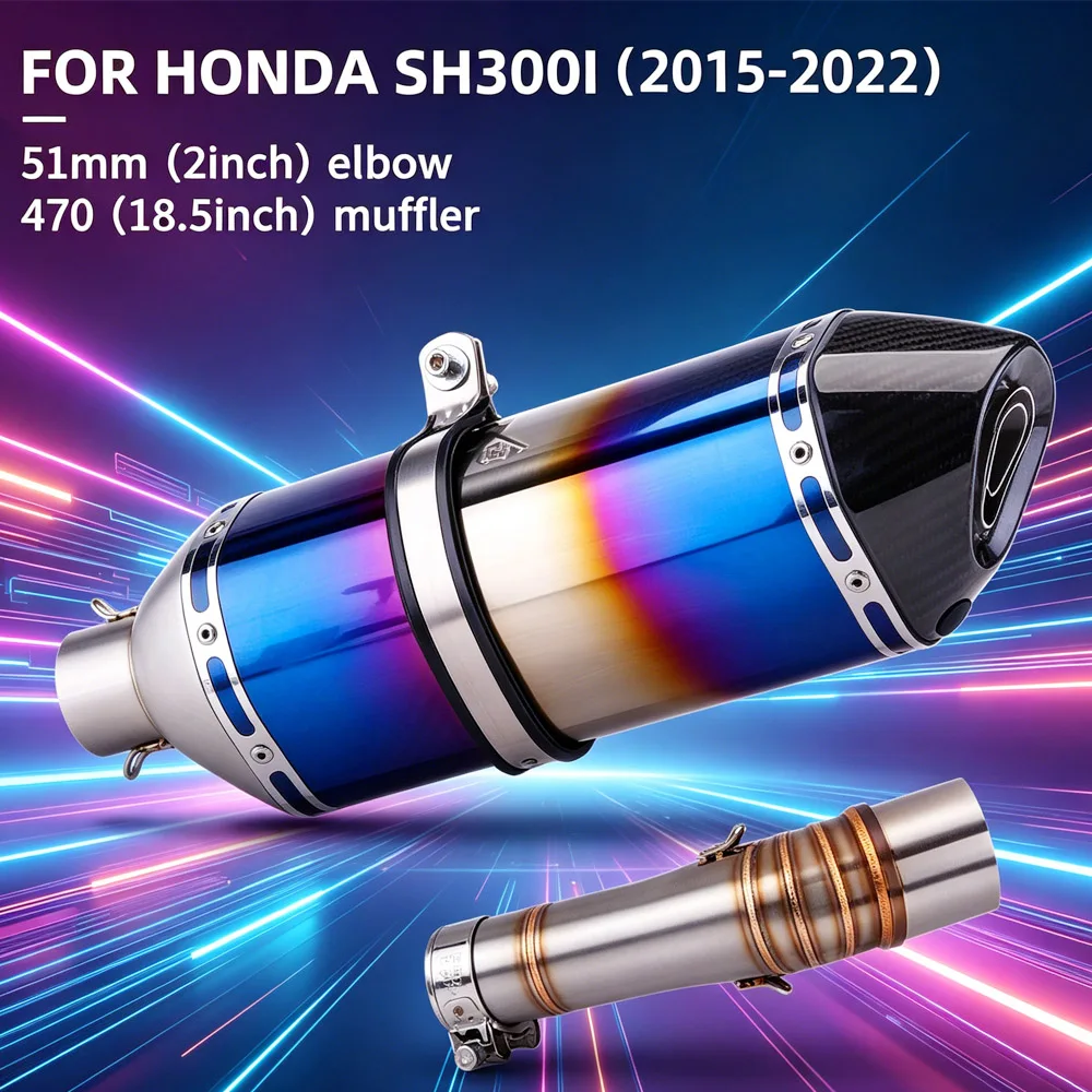 

Выхлопная система Slip-On для мотоциклов Honda SH300 SH300I 2015-2022: гоночный глушитель с коленом и DB-киллером