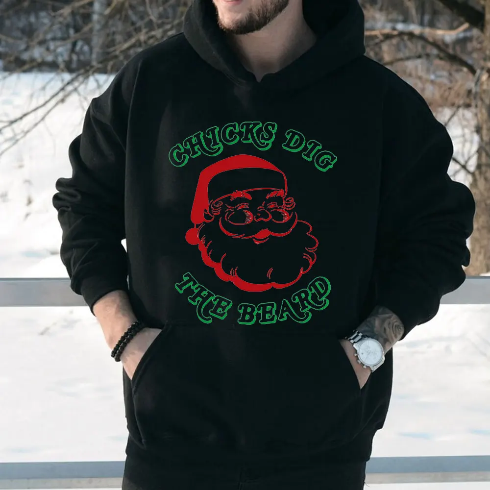 Autunno Pulcini Dig The Beard Natale Natale Felpa con cappuccio da uomo Modello Autunno Ropa Hombre Novità in Felpe con cappuccio Pullover divertente