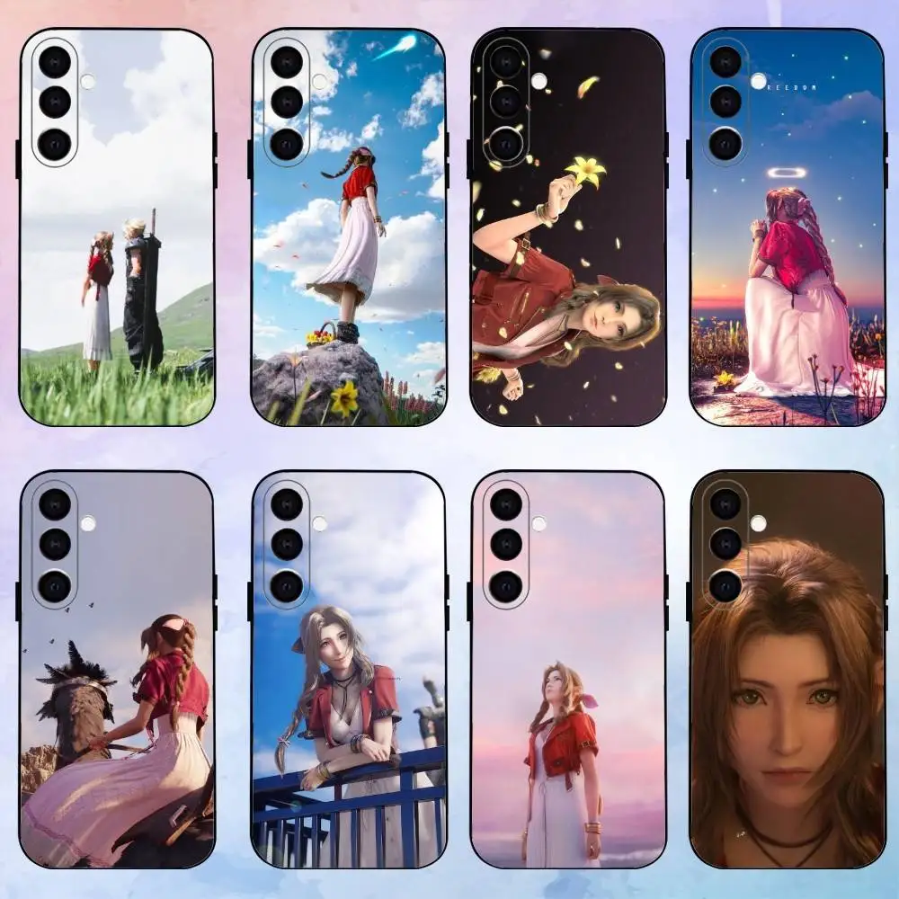 حافظة هاتف لطيفة من A-Aerith G-Gainsborough لهاتف سامسونج جالاكسي A73، A72، A71، A70، A53، A52، A51، غلاف أسود ناعم آخر #1