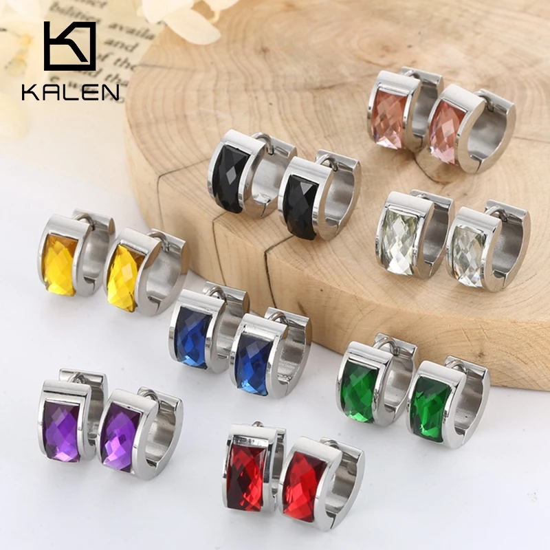 KALEN Cyrkon Okrągłe Kolczyki Sztyfty Dla Kobiet Kryształ Rhinestone Stal Nierdzewna Geometryczne Koło Kolczyk Biżuteria Ślubna
