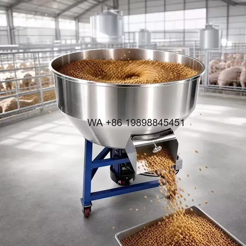 Wmwmnu Flat Mouth Vertical Feed Mixer with Wheels Cover Thickened Stainless Steel Tank for Chicken Pig Cattle Fish Feed