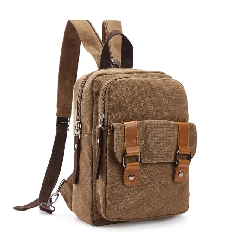 New Casual Backpack for Men Women Vintage Canvas Small Bag Outdoor Tirp Chest Bag Women Stylish Shoulder Bag Mochila