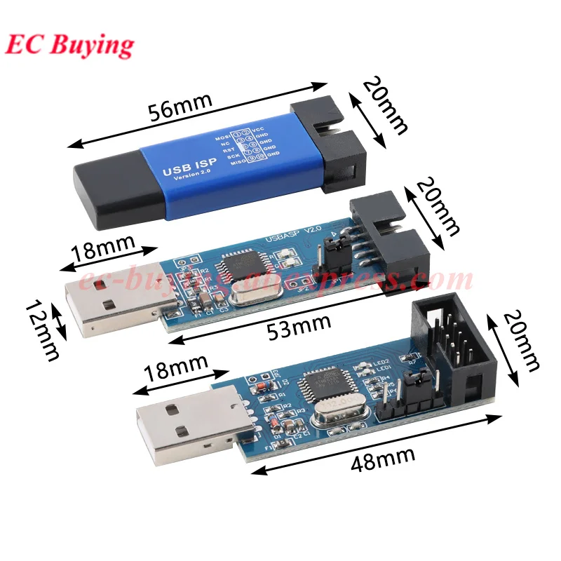 USBASP USBISP AVR Programmer USB ISP USB ASP ATMEGA8 ATMEGA128 Support Win7 Win8 Win8.1 32K/64K 10Pin To 6 Pin Adapter Board