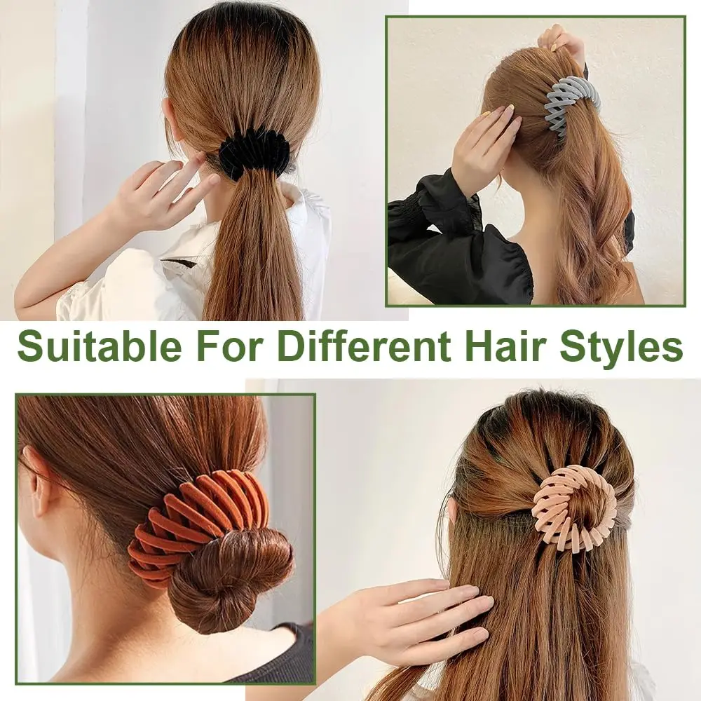 4 Stück Vogelnest-Pferdeschwanz-Clip für Damen, Haarschmuck, Haar-Accessoires, einziehbarer Samt-Dutt für Pferdeschwänze, Brötchen und Haarkarten – Detail 1