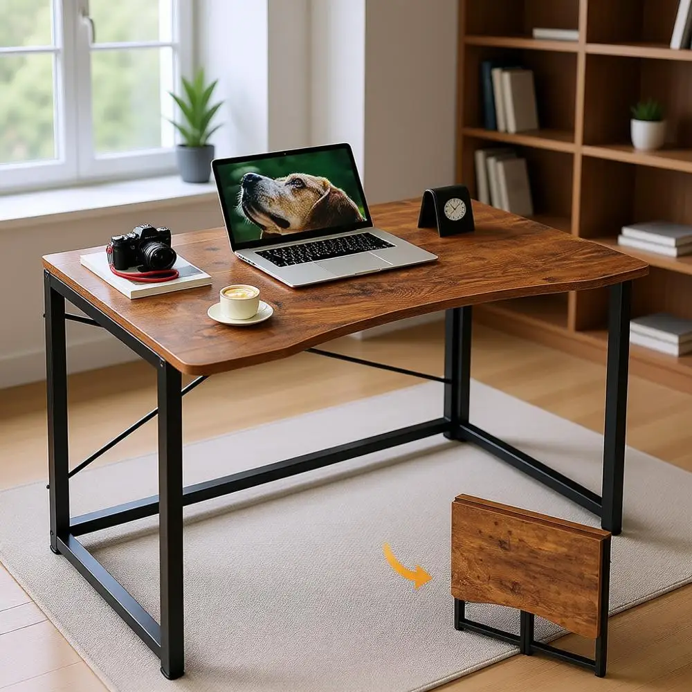 

Компактный складной компьютерный стол 31.5 для домашнего офиса, учебы и общежитий — экономия места, простая сборка, цвет «Рустик-коричневый»