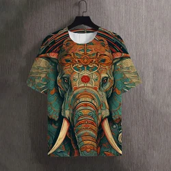 Men's T-Shirts Summer Animal Elephant Pattern 3D Print Tops Tees Women Streetwear Fashion Oversized T Shirt Men Clothing Tops