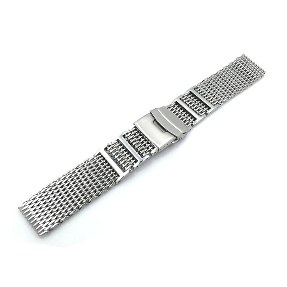

22Mm Stainless Steel Mesh Watch Band Strap Silver Durable Bracelet For Most Watches Replacement Wristband Fit Men Women