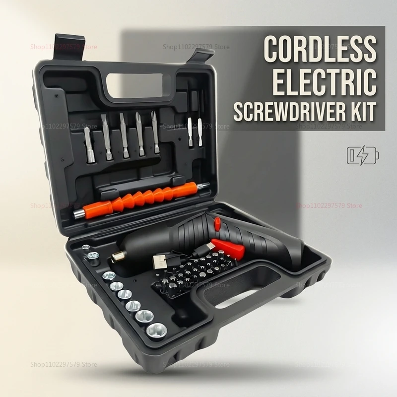 47Pcs Rechargeable Electric Screwdriver Kit 36V Cordless Lithium Power Tools Set Foldable for Home DIY Repair Assembly Electroni