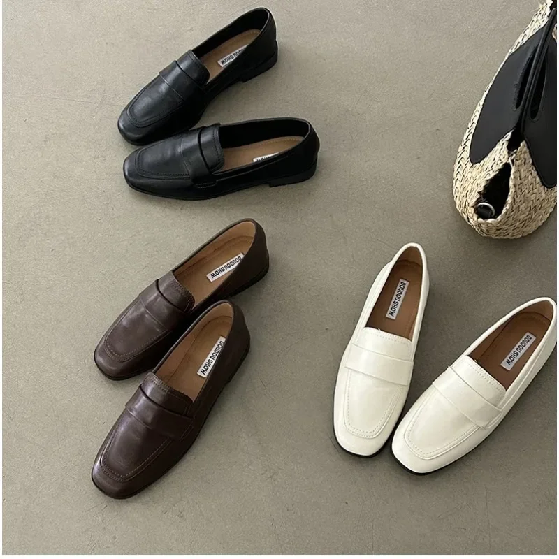 2023 NEW  Autumn Shallow Women Flat Shoes Fashion Slip On Square Toe Loafers Shoes Ladies Casual Soft Outdoor Mary Jane Shoe