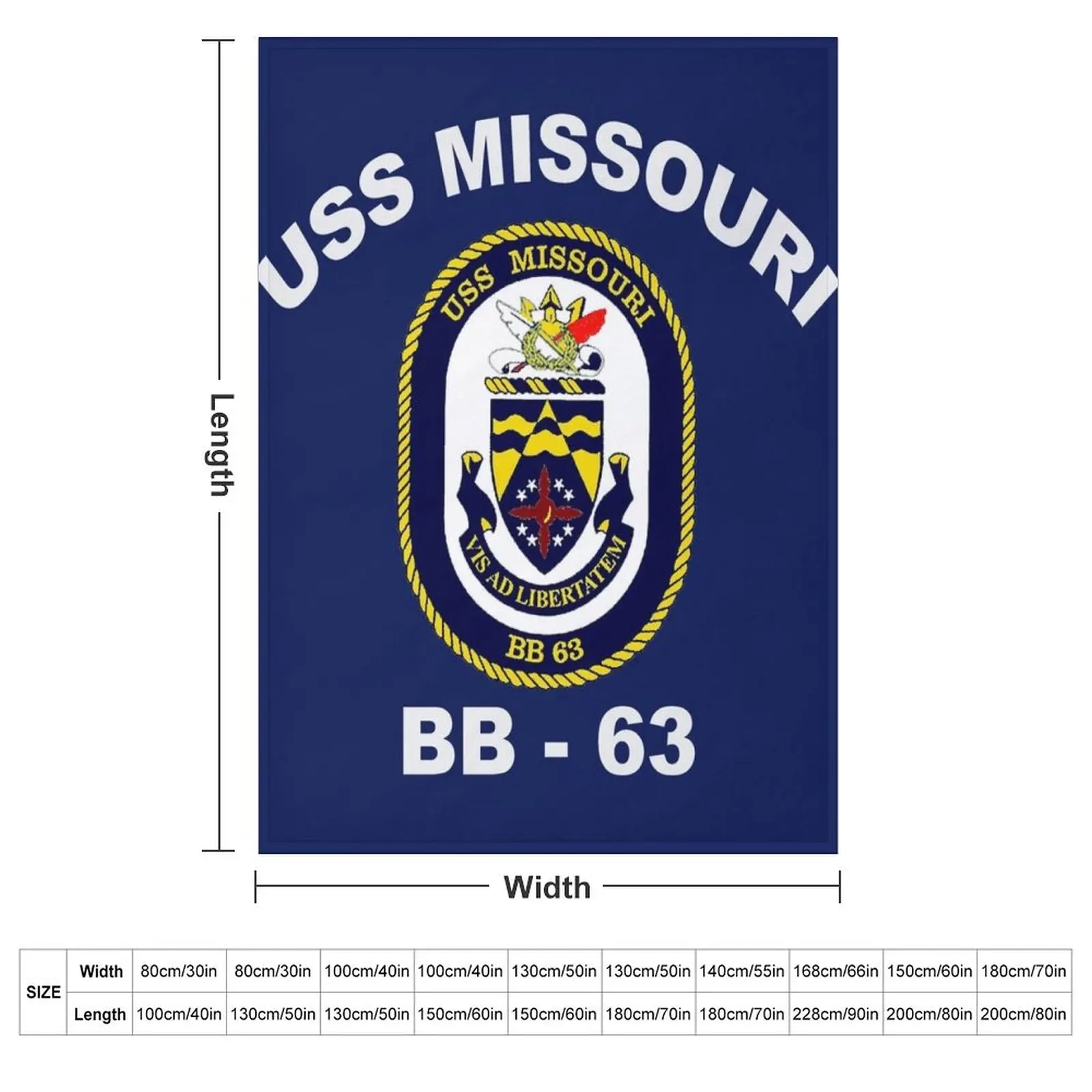 USS Missouri (BB-63) Crest for Dark Colors Throw Blanket Personalized Gift Plaid Vintage Warm Blankets