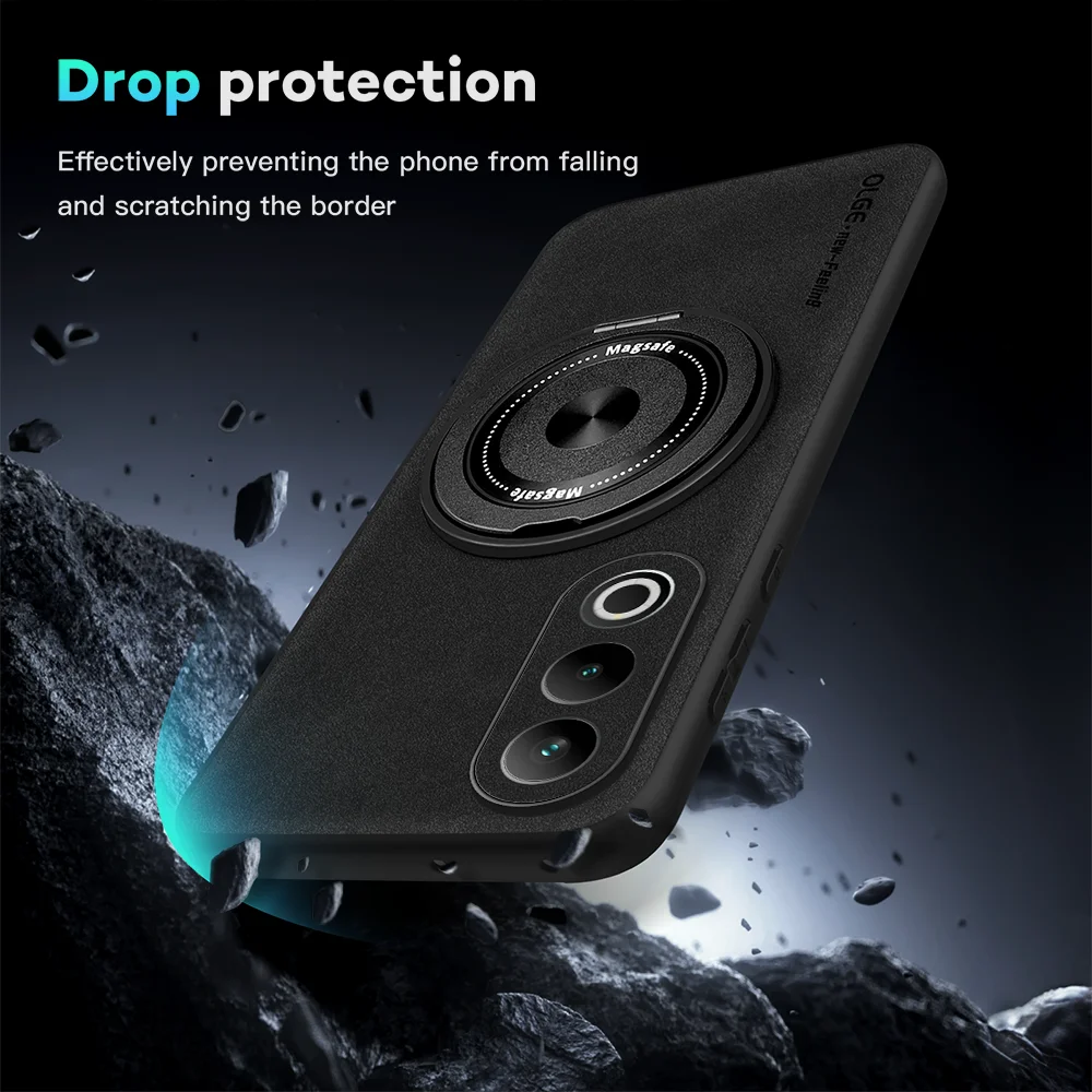

For OnePlus ACE 3 3V Fine Hole Sheepskin Swivel Bracket Magnetic Soft Edge Anti Drop Anti Fingerprint Phone Case