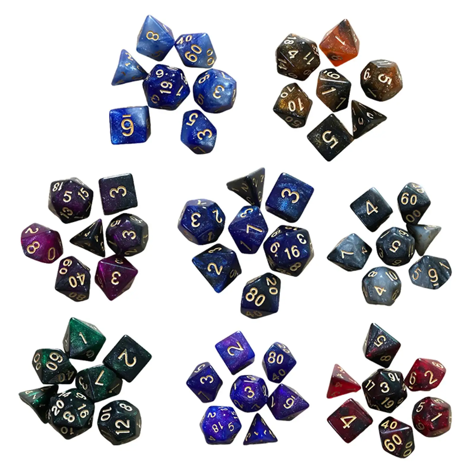 7pcs/set Table Game Polyhedral Dice Multicolor Polyhedral Game Dice For Dungeons And Dragons DND RPG MTG 4 6 8 10 12 20 D4-D20