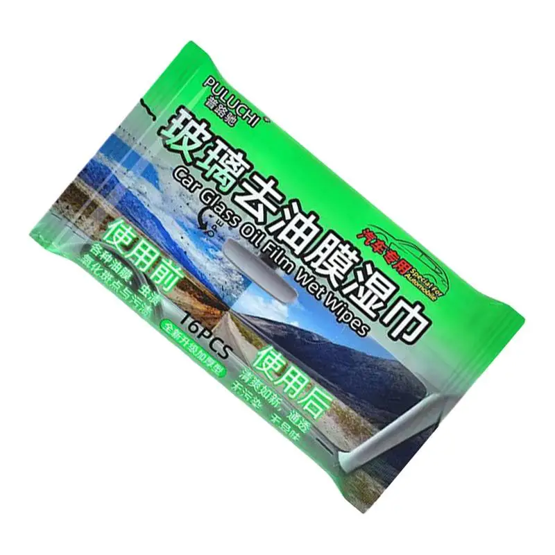 

Car Glass Oil Film Removal Wipes Windshield Oil Film Removal Wipes 16PCS Auto Window Glass Cleaner Mild Cleaner Wipes For Dirt