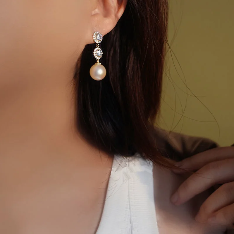 Neues Design Süße Strass-Blumen-Ohrstecker für Frauen Elegante Imitationsperlen-Kristall-Zirkon-Ohrringe Koreanischer Partyschmuck – Detail 11