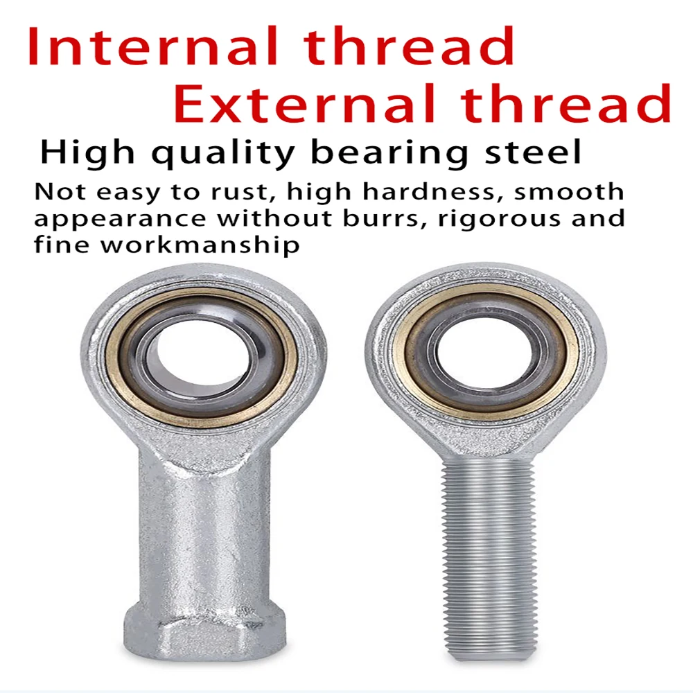 2pcs Female Thread Rod End Bearing Self-lubricating Spherical Plain Bearing Fish Eye Joint for Machinery Hydraulic Cylinder
