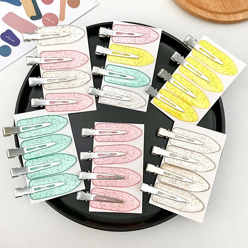 4 Pcs Seamless No Bend Hair Clips Barrettes No Mark Pin Curl Clip Makeup No Crease Hair Clip Hair Styling Bang Clips New Color