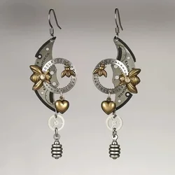 Mechanical gear pendant earrings bee roulette pointer vintage creative hot sale earring jewelry wholesale