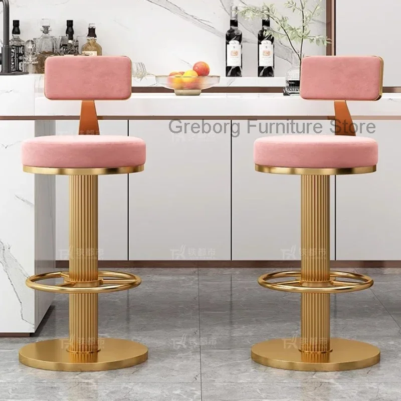 

Modern Nordic Bar Chairs Design Luxury Metal Gold Bar Stools Swivel Comfortable Banco Alto Para Barra Salon Furniture