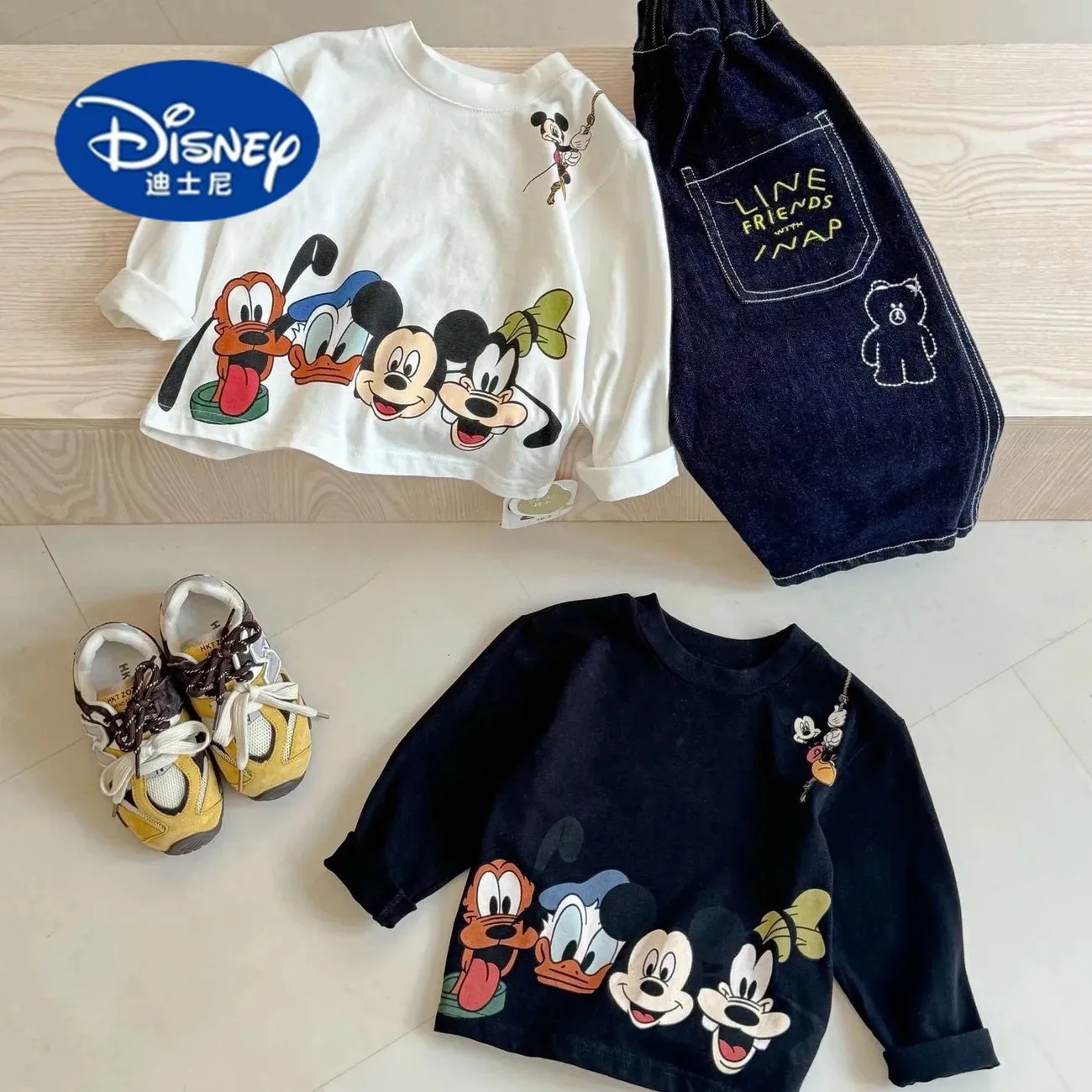 

Disney Cute Korean Style Cartoon Print Long Sleeve T-Shirt for Kids, Boys & Girls, Autumn Fashion Top