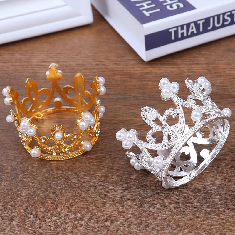 Crown Princess Topper Crystal Pearl Hair Ornaments for Wedding Birthday Party