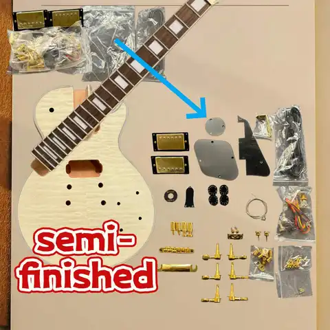 New Semi-finished Electric Guitar with Wrapped Edges and Accessories, Rock Style, Quality Assurance