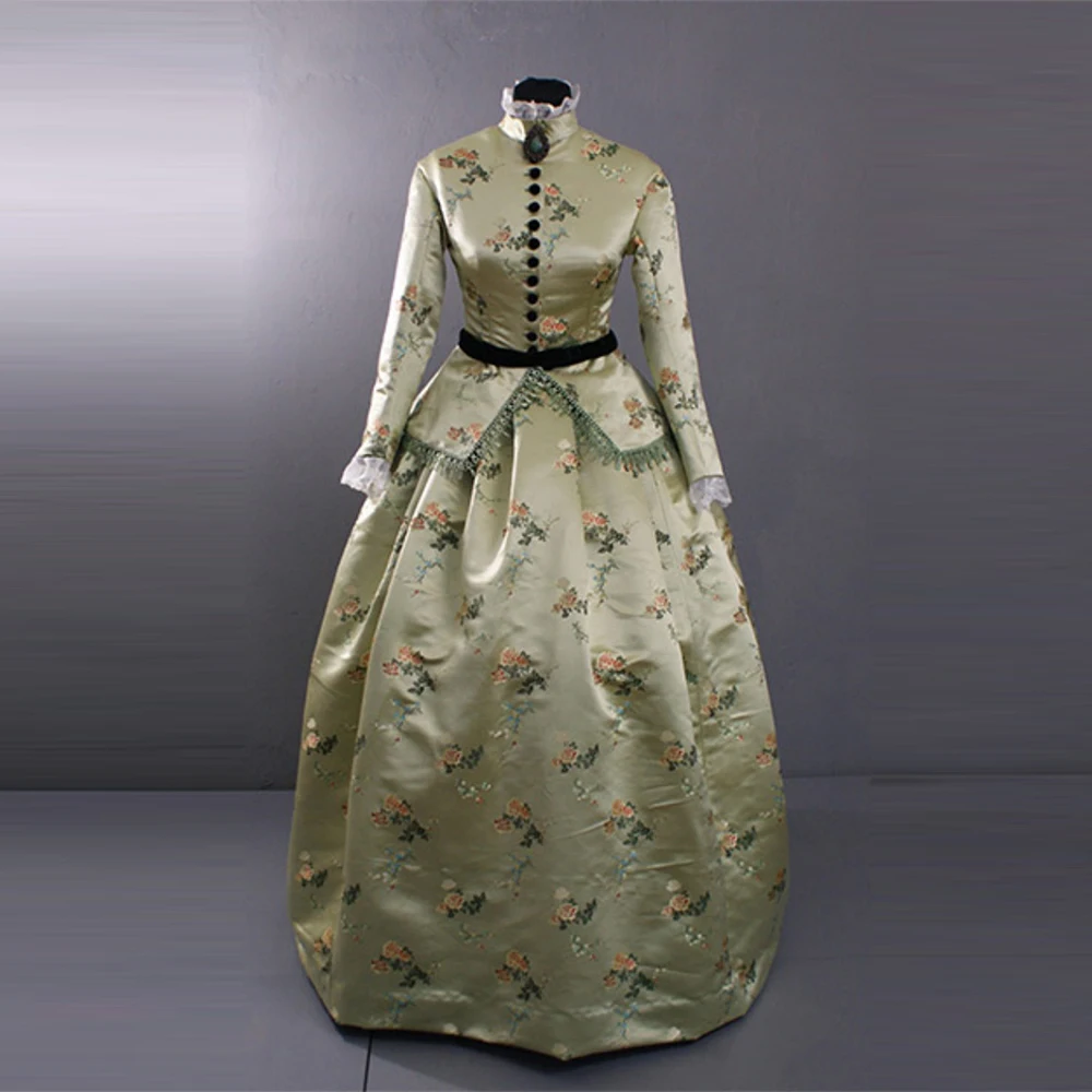 

1860s Victorian Royal Court Sailor Costume Gothic Steampunk Floral Printed Rococo Bustle Dress Suit Historical Duchess Ball Gown