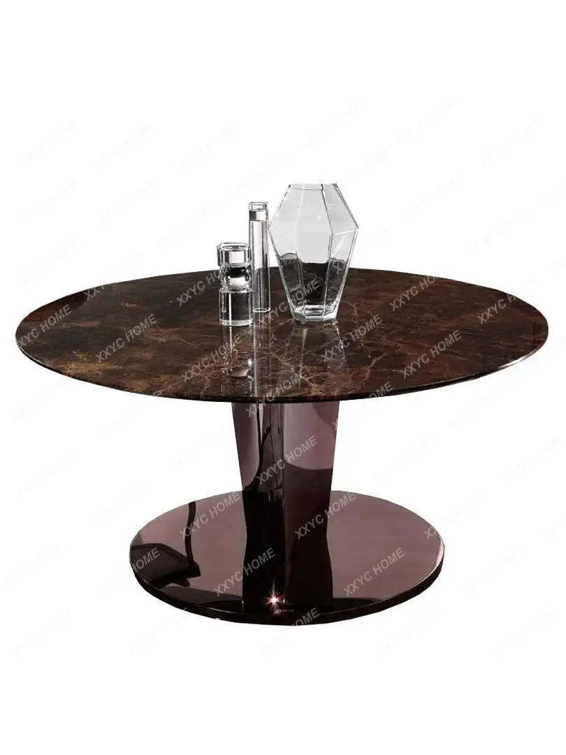 XX M Marble round dining table restaurant 1.35m round table modern simple stainless steel custom dining table