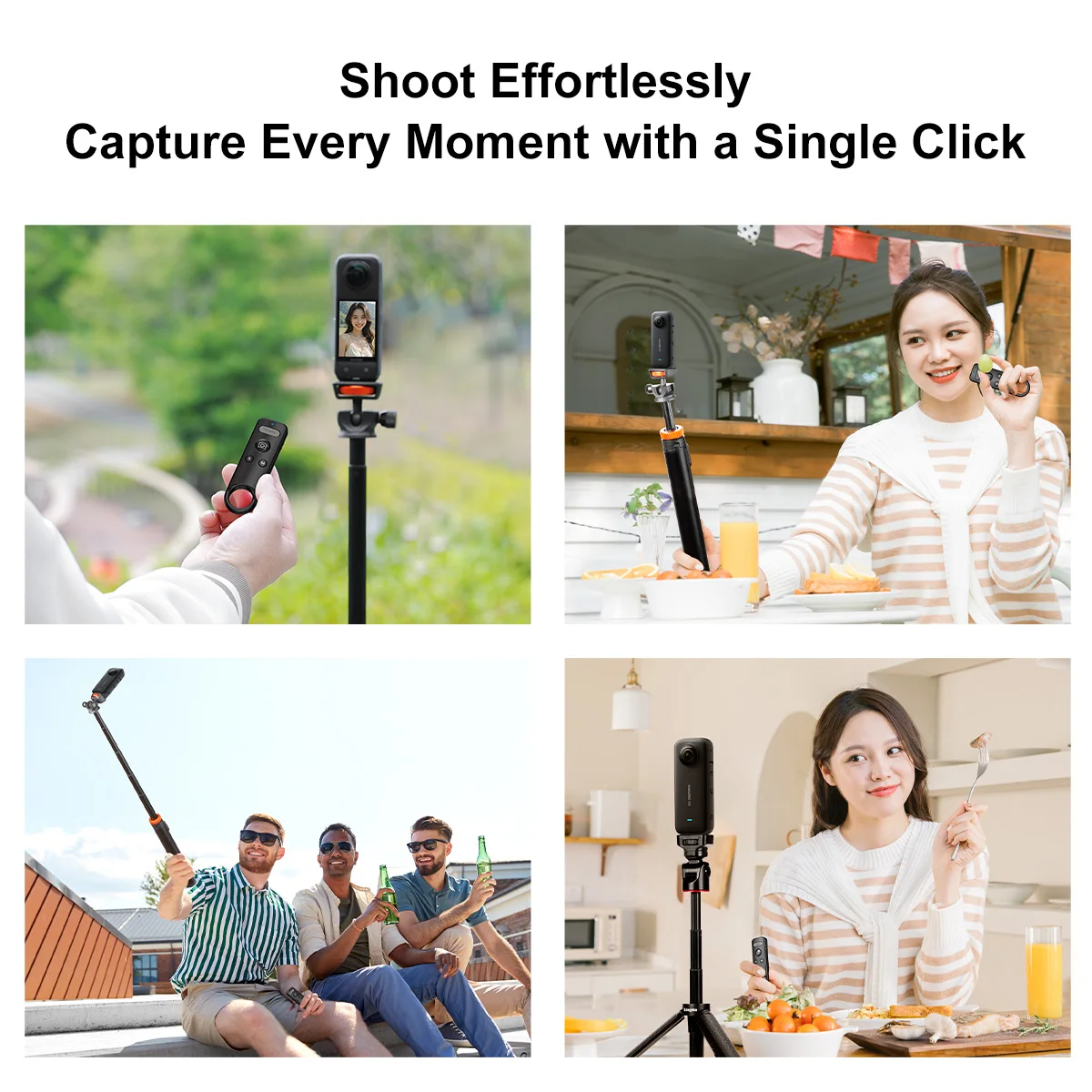 جهاز تحكم عن بعد بمصراع بلوتوث KingMa لـ Insta360 X5/X4/X3/X2/Go3/Go3S/ACE/ACE Pro1/ACE Pro2 - وحدة تحكم الصور والفيديو