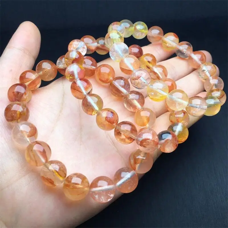 10MM Natural Red Fire Quartz Hematoid Bracelet String Charms Handmade Fortune Energy Mineral Woman Amulet Jewelry 1PCS