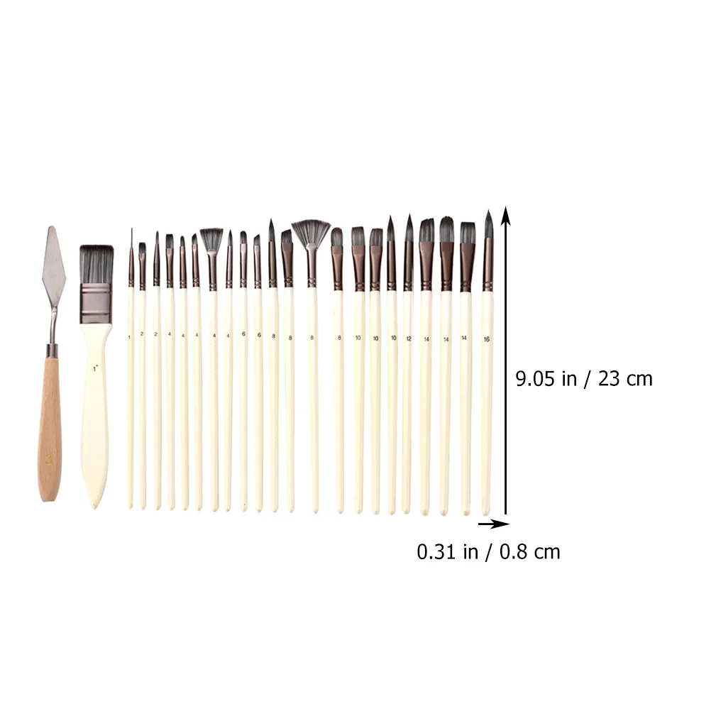 

24pcs Oil Painting Brushes Solid Wood Penholder Aluminum Tube Brush Set for Artists Canvas Drawing Painting Tools