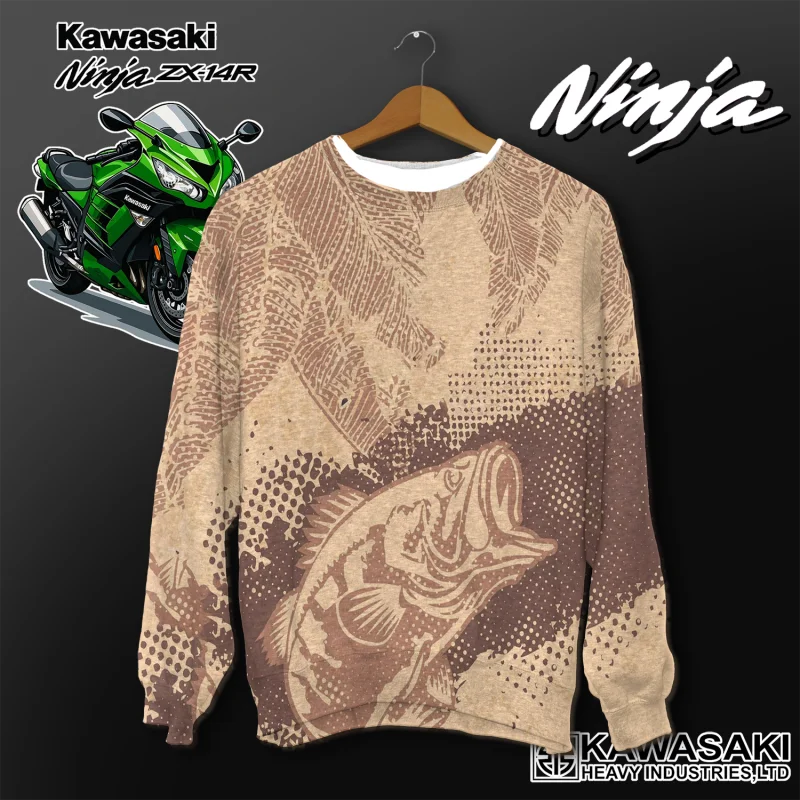 كاواساكي دراجة نارية سباق فريق الرجال تي شيرت طويل الأكمام ربيع الخريف بلايز الشارع الكتابة على الجدران الملابس العصرية نمط ريت #1