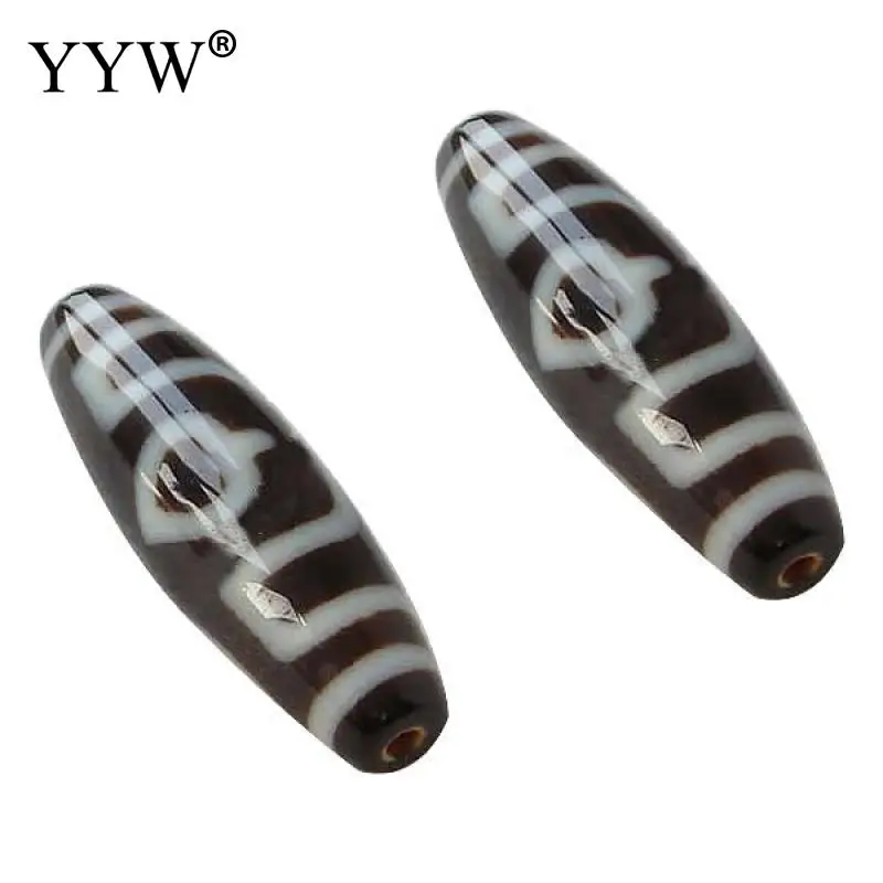 Natural Tibetan Agate Onyx Dzi Beadsethnic Oval Bodhi Three Eyes Grade AAA 12x38mm Jewelry Making DIY Necklace Bracelet Dzi Bead