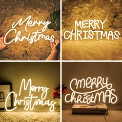 Merry Christmas Letter Neon Sign For Room Shop Window Wall Decor Light Warm White Led Lights USB Dimmable Neon Lights Girl Gifts