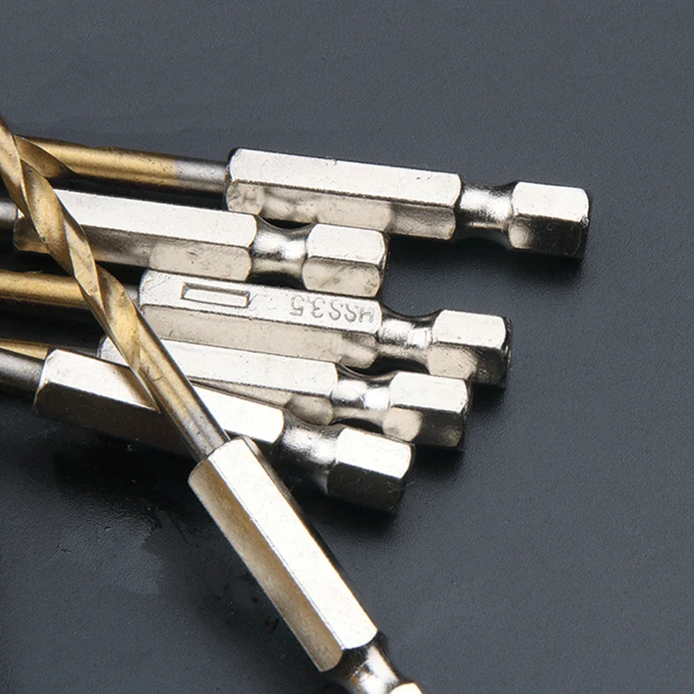 금속 및 목재 사용을 위한 대부분의 전동 공구와 호환되는 이 5피스 육각 섕크 비트 세트로 효율적인 드릴링