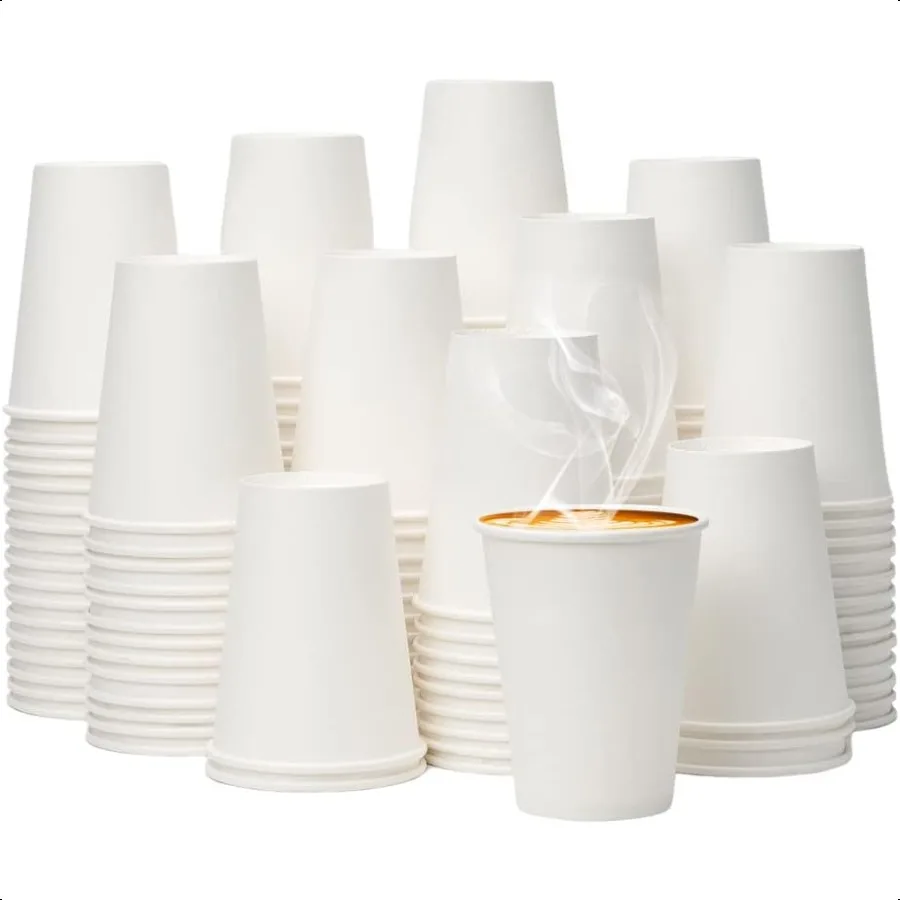 

12 oz 300 Pack Paper Coffee Cups Bulk White Hot to Go Cups for Hot Coffee Hot Liquid Chocolate Juice Hot Beverage Drinkings Id