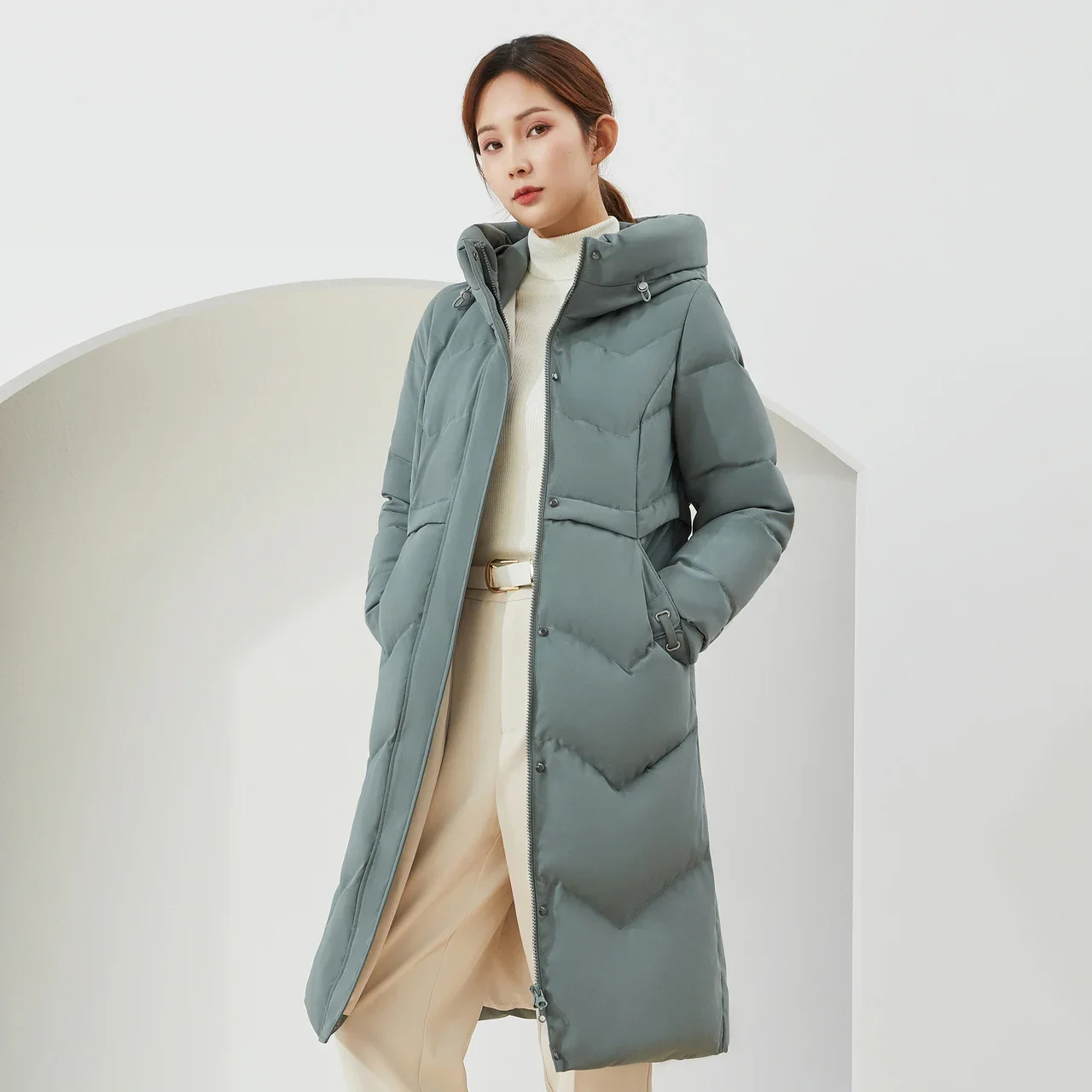 

BOSIDENG x-длинный пуховик женский с капюшоном теплая утепленная теплая верхняя одежда B 00145178 Q