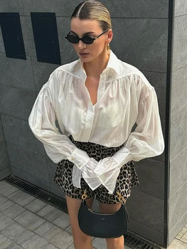 Tossy-Chemises décontractées transparentes pour femmes, Top pour femmes, Aadt Slim, Cardigan à revers à manches longues, Streetwear d'automne, Chemises plissées