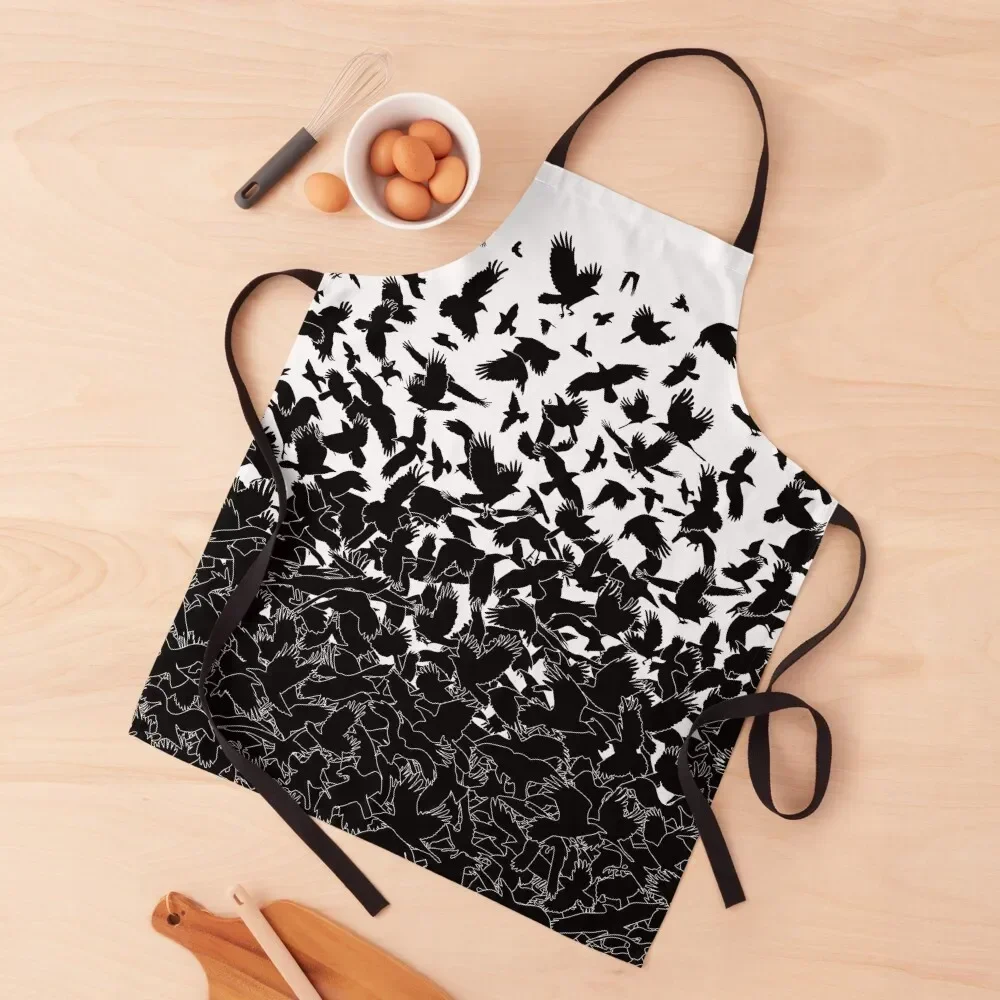 

Raven Crow Flying Birds Abstract Goth Halloween Pattern Apron waiter House Things For Home And Kitchen Kitchens For Men Apron