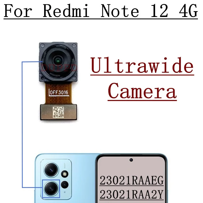 Fotocamera posteriore per Xiaomi Redmi Note 12 4G 23021RAAEG, muslimian Back Front Selfie Camera Module Flex Cable Parts