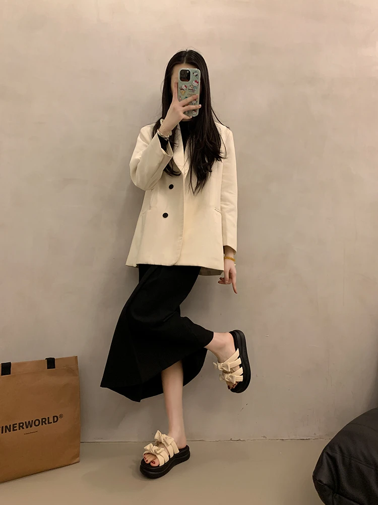 韓国風蝶結び厚底サンダル-レディース-夏-アウトドア-ビーチ-カジュアル-おしゃれ-スリッポンシューズ-ウルトラレザー