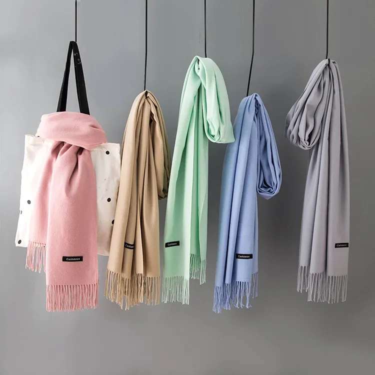 Women's Winter Warm Bib Scarf Pure Color Imitation Cashmere Scarf Does Not Shed Balls and Does Not Shed Hair