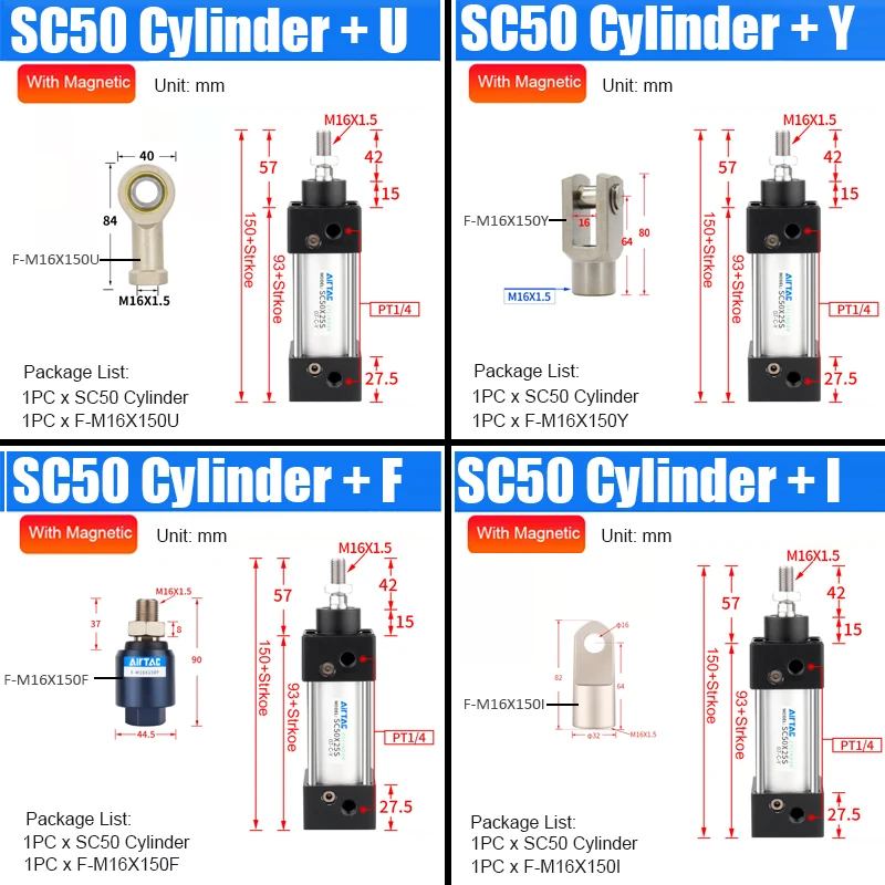 SC50 Pneumatikzylinder - Hochfester Aluminiumlegierungs-Pneumatikantrieb mit 50 mm Bohrung für Verpackungen - AirTac – Detail 2