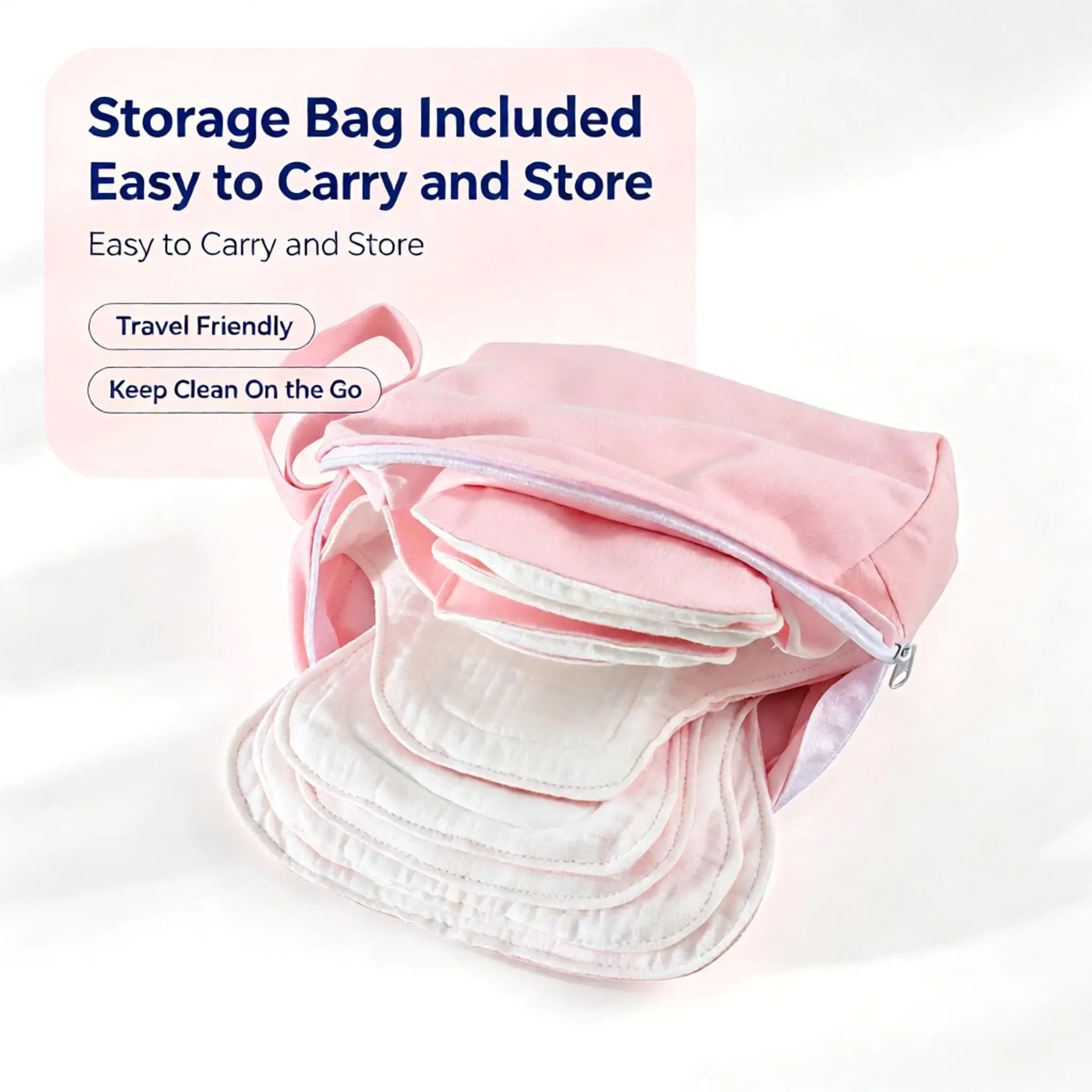 Picture 6: 7Pcs Set Reusable Washable Cotton Sanitary Pads Absorbent Leakproof Storage Bag Breathable Menstrual Pads Soft For Postpartum