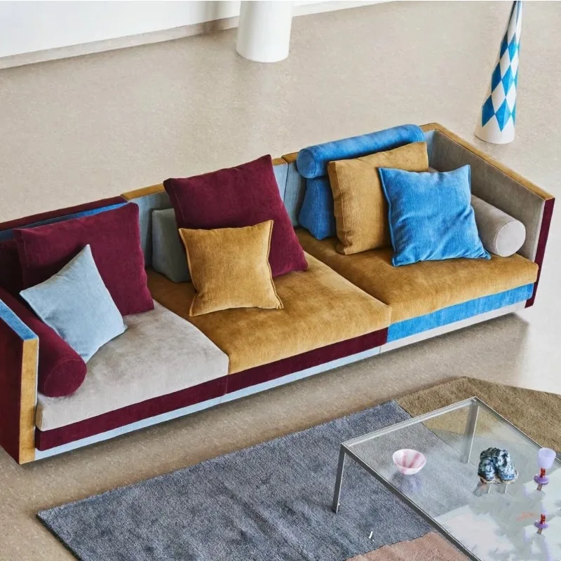 

Nordic inspired design color matching combination fabric multi-color Danish module sofa niche dopamine art sofa