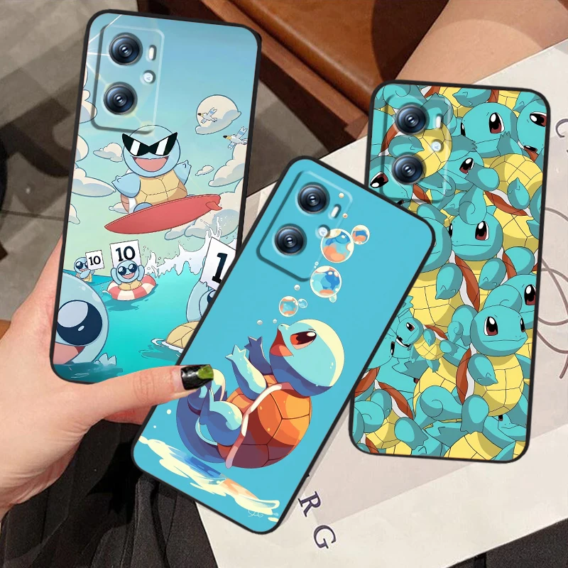 Pokemon Johnny Turtle Cute For OPPO Find X6 X5 X3 A54S A5 A94 A16 A53S A57 A74 A72 A98 A78 A96 A9 5G Black Cover Phone Case