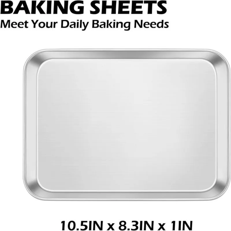 2Kitchen Cleaning Tools: 2-Piece Stainless Steel Baking Tray 10X8in For Roasting And Baking-[ToolMr A83]