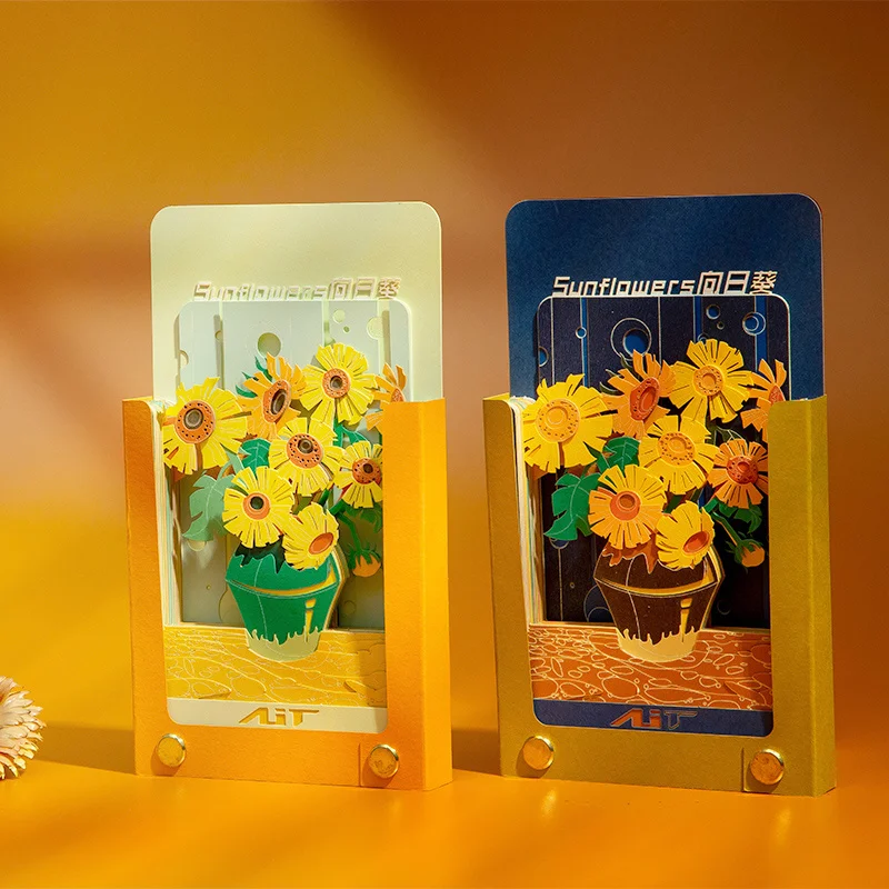 Imagem -02 - Van Gogh Girassol Memo Pads Presente Cultural e Criativo 3d