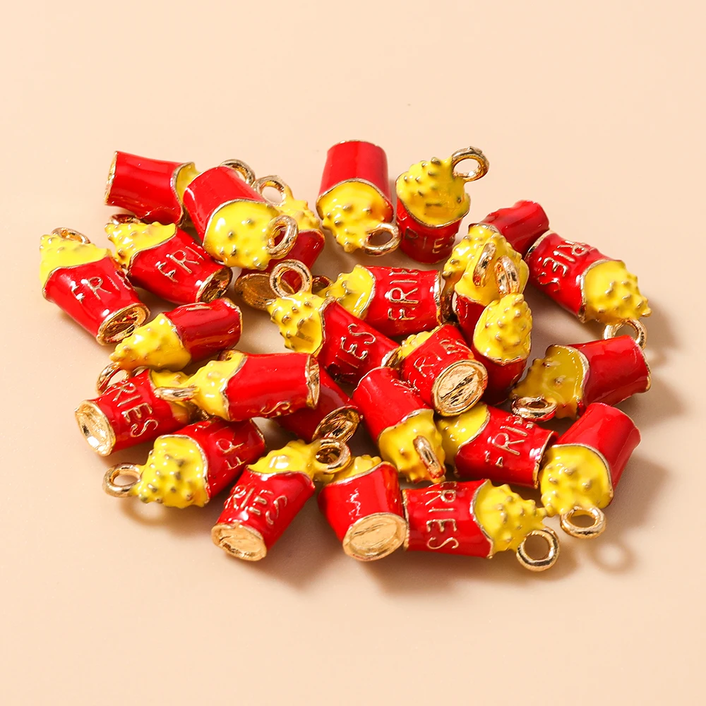 Leslie 5pcs 8*15mm Cute Food French Fries Charms Pendants for Earrings Necklace Summer Beach DIY Jewelry Making Accessories