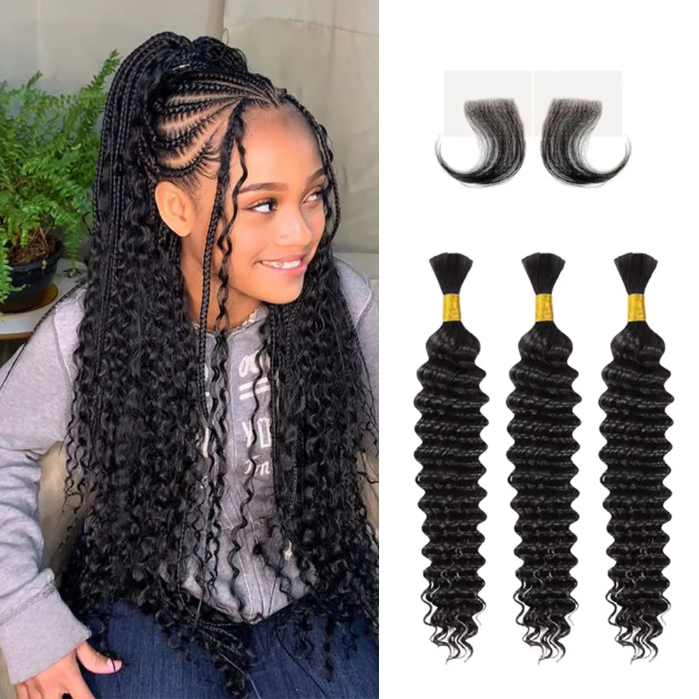 

16A Water Curly Braiding Human Hair Braiding Deep Wave Bundles Human Hair For Women No Weft Bundle 100g 3 Bundles Brazilian Virg